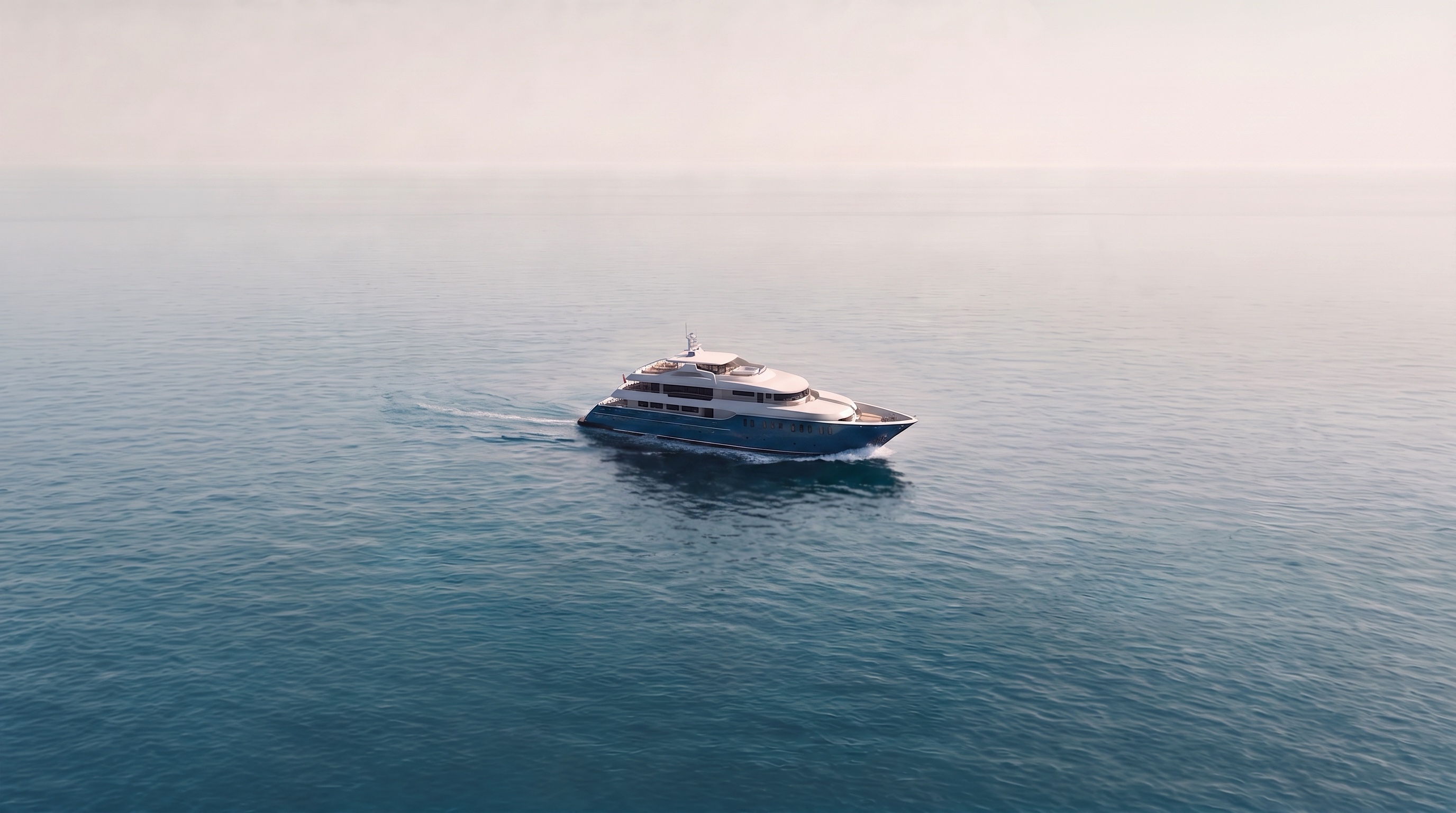 Leira Maldives cruising across calm blue water beneath a soft pastel sky